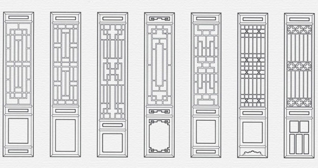 南关常用中式仿古花窗图案隔断设计图